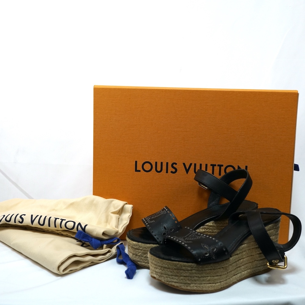 LOUIS VUITTON ルイヴィトン スターボード ライン エスパドリユ ウェッジソール サンダル 37サイズ (約24cm) ブラック