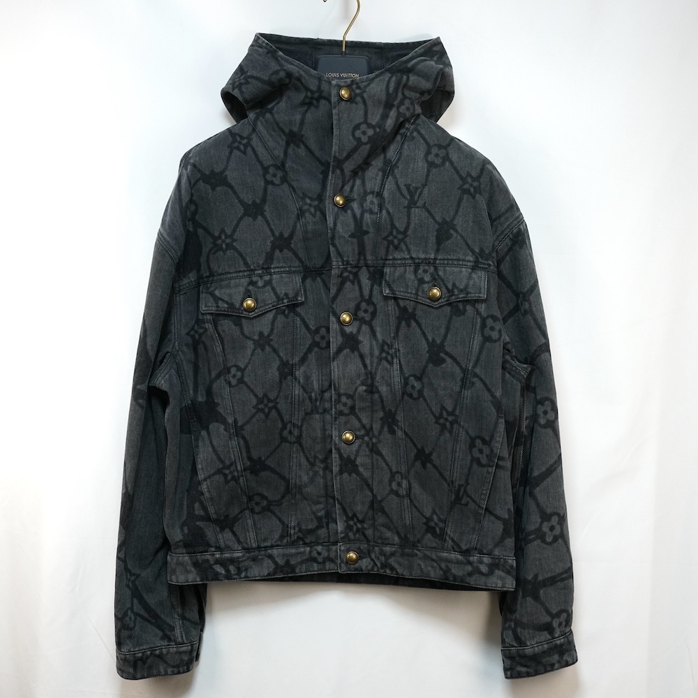 LOUIS VUITTON ルイ ヴィトン モノグラム フーディ デニム ジャケット ブラック 52サイズ RM242MM CHX HRA15W