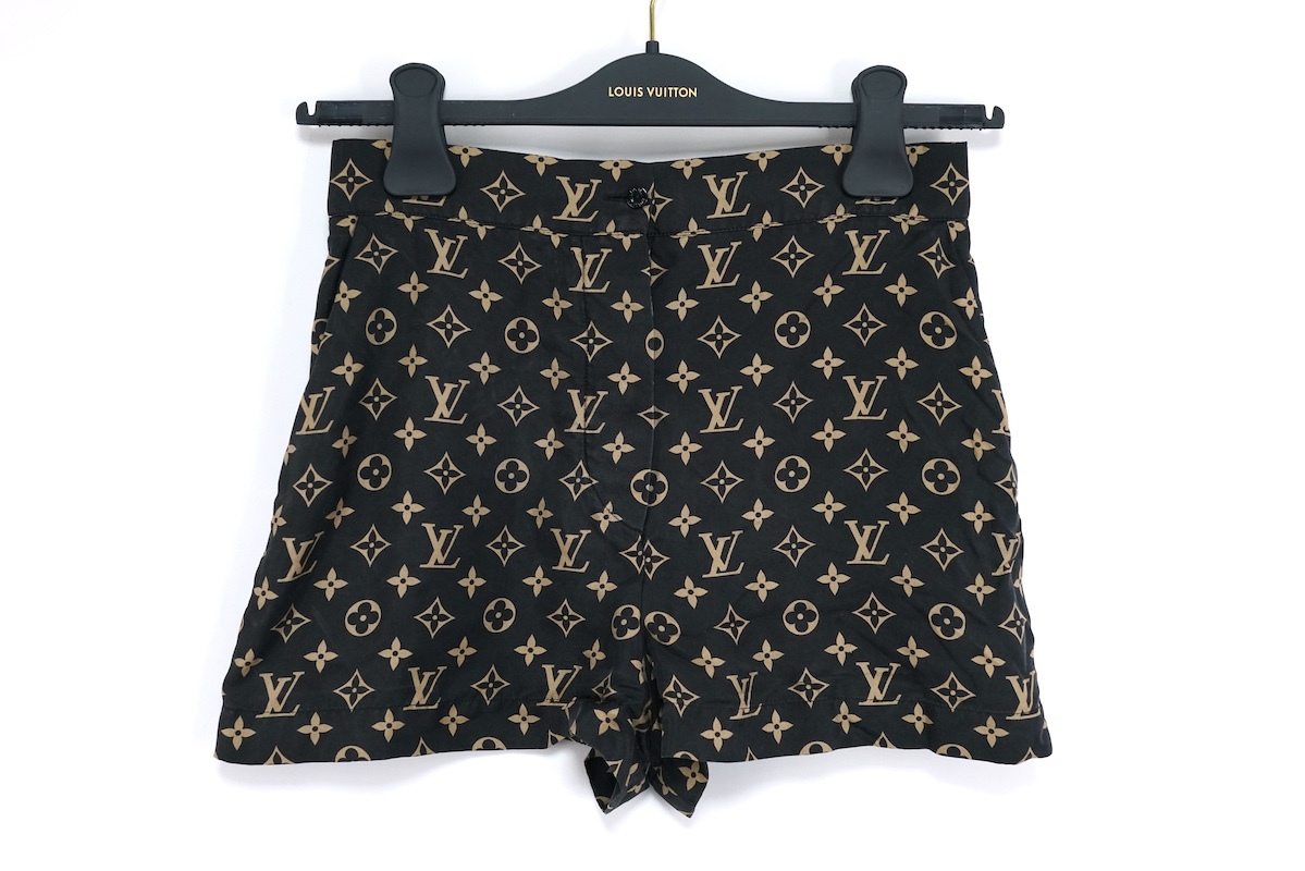 LOUIS VUITTON ルイヴィトン グラフィック モノグラム ミニ パジャマ ショートパンツ 34サイズ ブラック シルク RM212W FM FLPA59