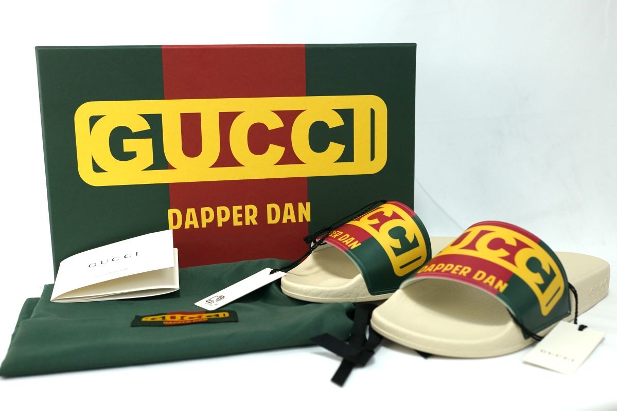 GUCCI グッチ DAPPER DAN デペロッパーダン Rubber Womens Slide Sandals ラバースライド サンダル Red Green Crop レッド グリーン size34