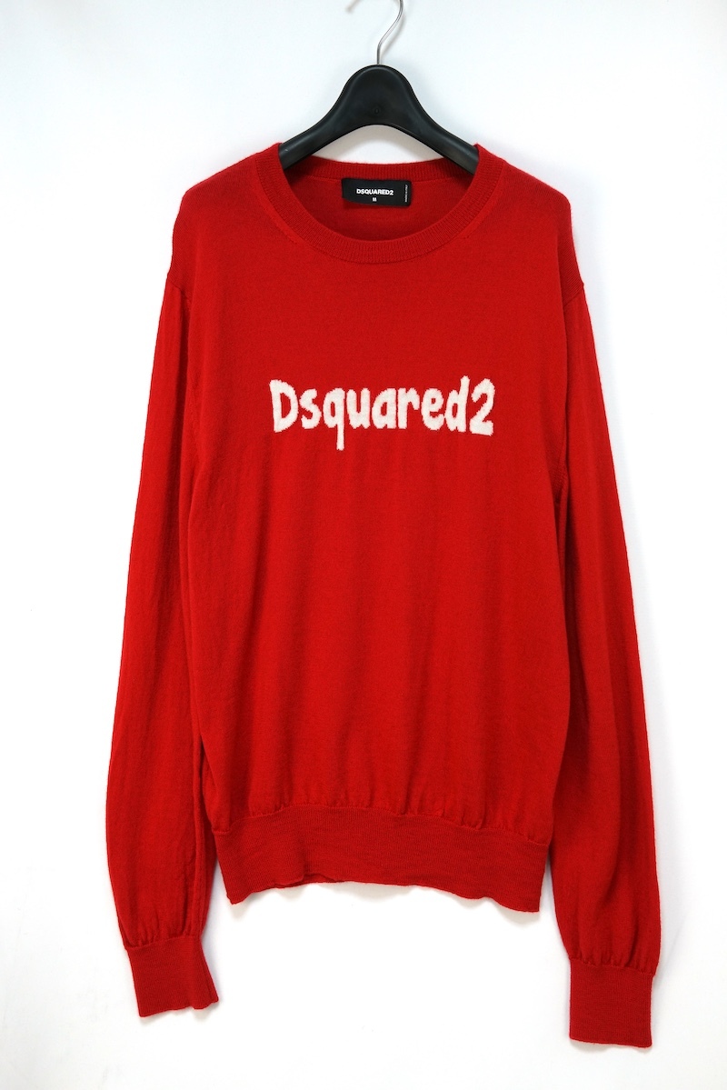 DSQUARED2 ディースクエアード CARTOON PULLOVER カートゥーン プルオーバークルーネック ニットセーター レッド Mサイズ S71HA1173 S17435