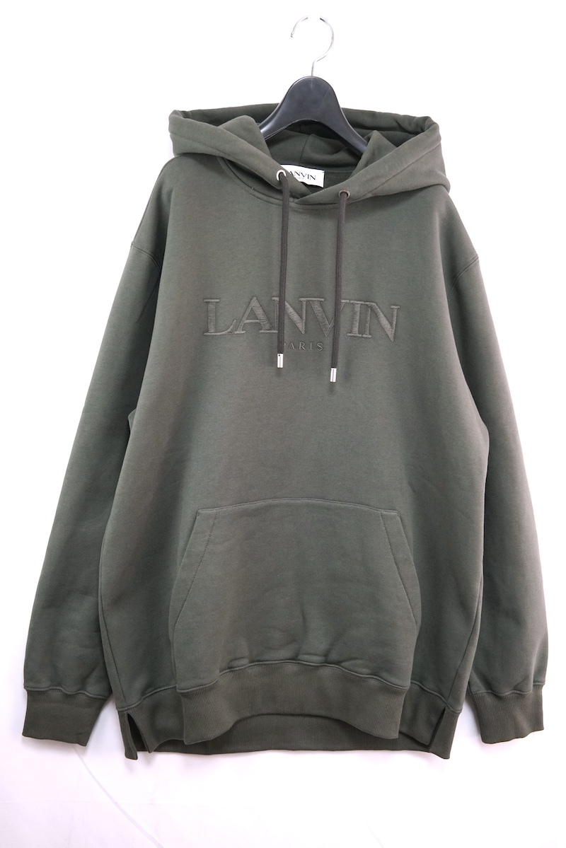 LANVIN Oversized Logo Hoodie Loden ランバン オーバーサイズ ロゴ フーディ パーカー グレー Sサイズ RMHO0009J210H23