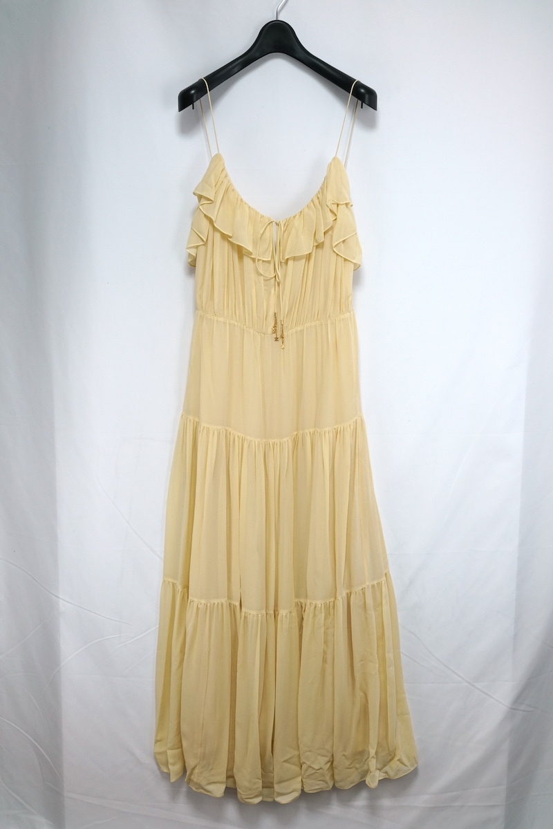 CELINE セリーヌ Sundress サンドレス Silk Georgette シルク ジョーゼット トリオンフ イエロー 34サイズ ワンピース 2R937856C