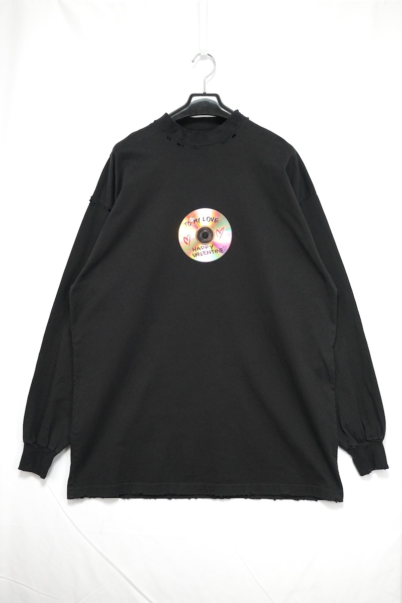 BALENCIAGA バレンシアガ TO MY LOVE VALENTINE CD LS T-shirt logo ヴァレンタイン ダメージ加工 ロングスリーブ Tシャツ ブラック size1