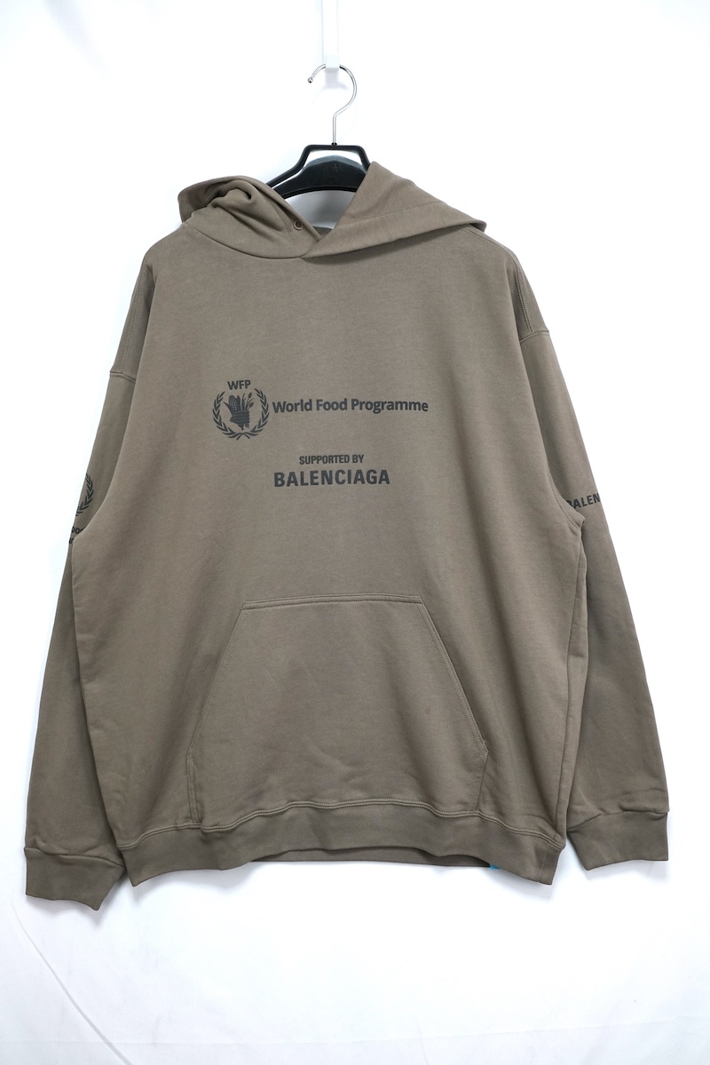 BALENCIAGA World Food Program Hoodie バレンシアガ WFP ミディアムフィット プルオーバー パーカー ユニセックス グレー Mサイズ 600583