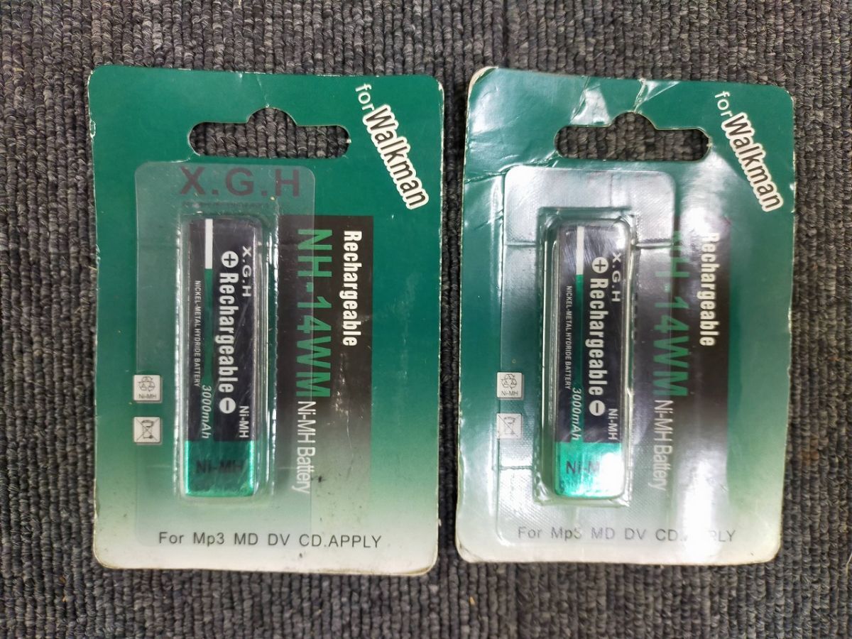 P01-20251111-55 X.G.H 充電式ニッケル水素電池 NH-14WM-B 1.2V 3000mAh for WALKMAN 対応 2個セット 未使用に近い 開封済み