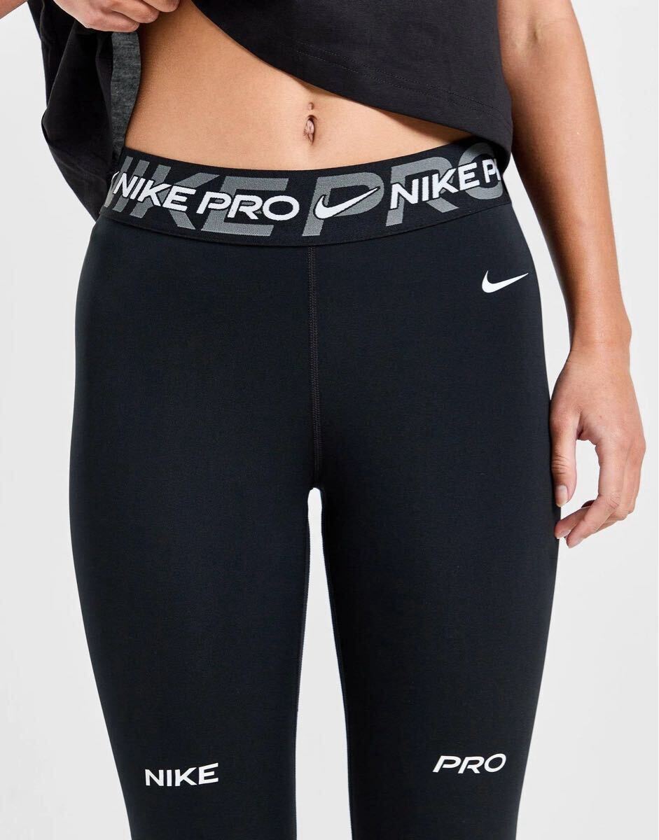 XL 新品 ナイキ プロ タイツ レギンス 黒 スパッツ メッシュ レディース NIKE PRO ミッドライズ DRI-FIT アンクル丈