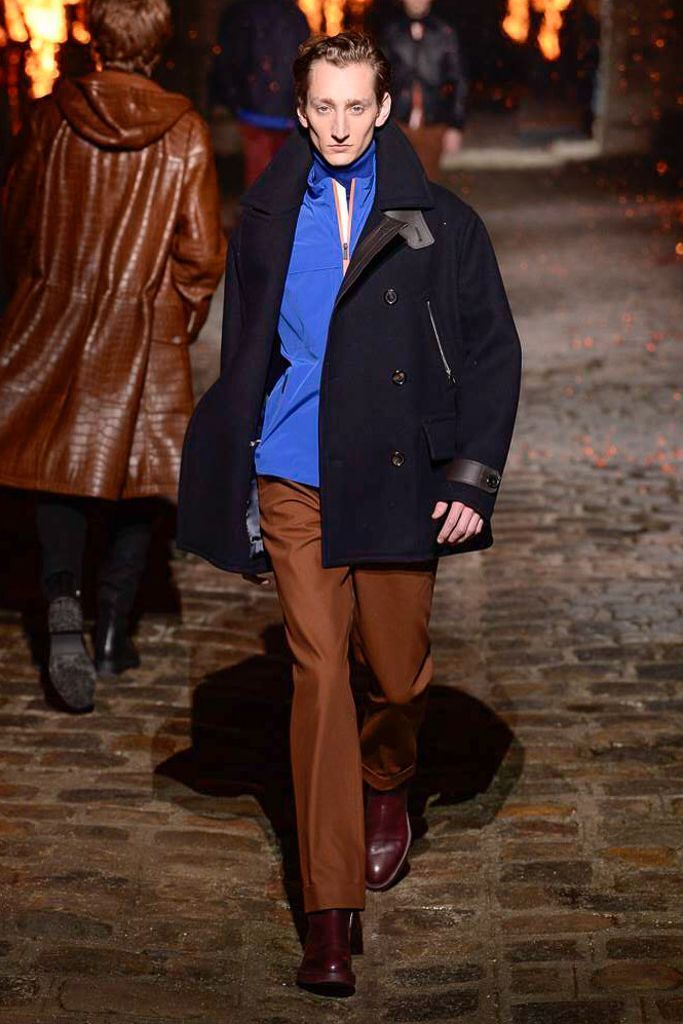 エルメス HERMES 18AW ウール コンパクト180'S レザー コレクション ピーコート Pコート 国内正規新品 サイズ46 定価110万円