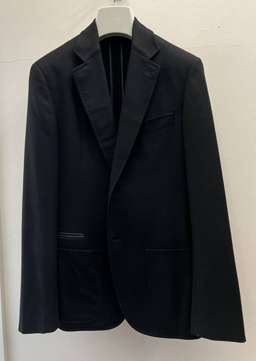 エルメス 2016AW カシミア100％ × ラムレザー ブラック 黒 ジャケット 国内正規極美品 定価80万円 サイズ46 カシミヤ