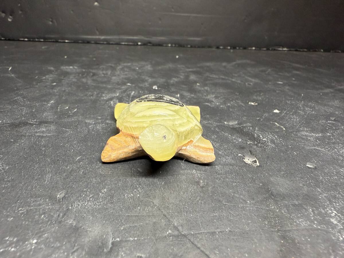 ★コレクター必見 銘石 オニックス 天然石 石製 亀 カメ ミニチュア オブジェ レトロ 置物 石細工 コレクション Se168