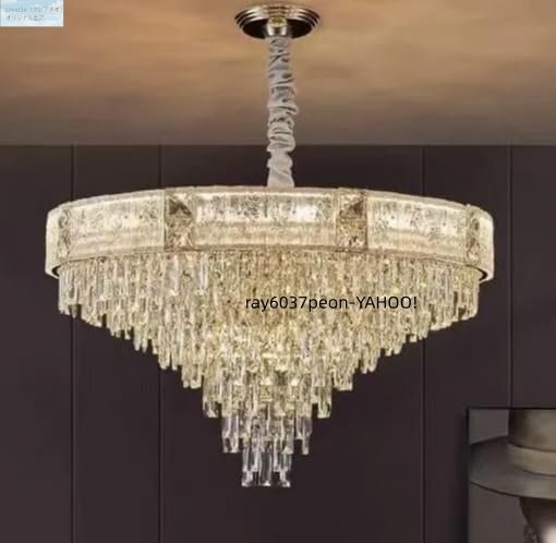 K9クリスタル シャンデリア 55cm 高級ペンダントライト 吹き抜け/リビング照明 E14対応 吊り高さ調整可 10～15㎡