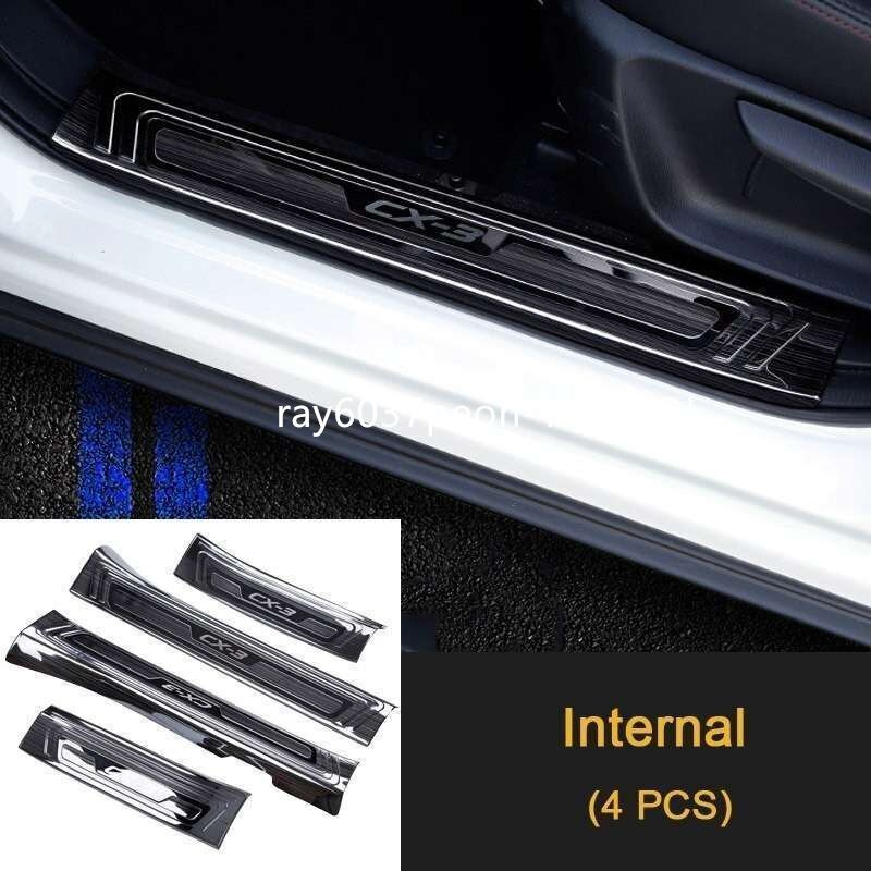 マツダ CX3 CX-3 2016 2017 2018 ステンレス鋼スカッフプレートドア敷居ようこそペダルプロテクターステッカー lnteral