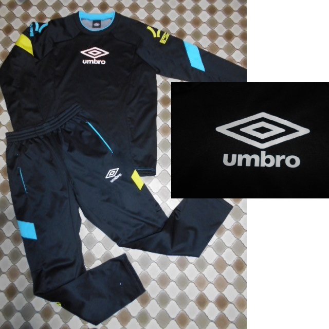UMBRO アンブロ　ドライトップシェル　セットアップ　トレーナー　ジャージパンツ　上M下S UBA4661(P) 黒白ブルー黄