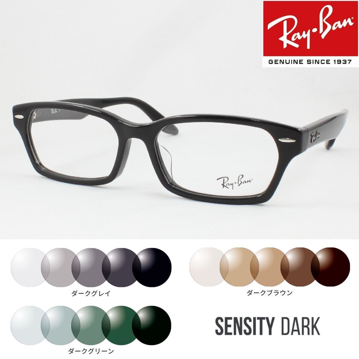 Ray-Ban レイバン HOYAセンシティダーク 色が変わる可視光調光メガネ RX5344D-2000 度付き 度なしレンズOK 老眼鏡 遠近両用 サングラス