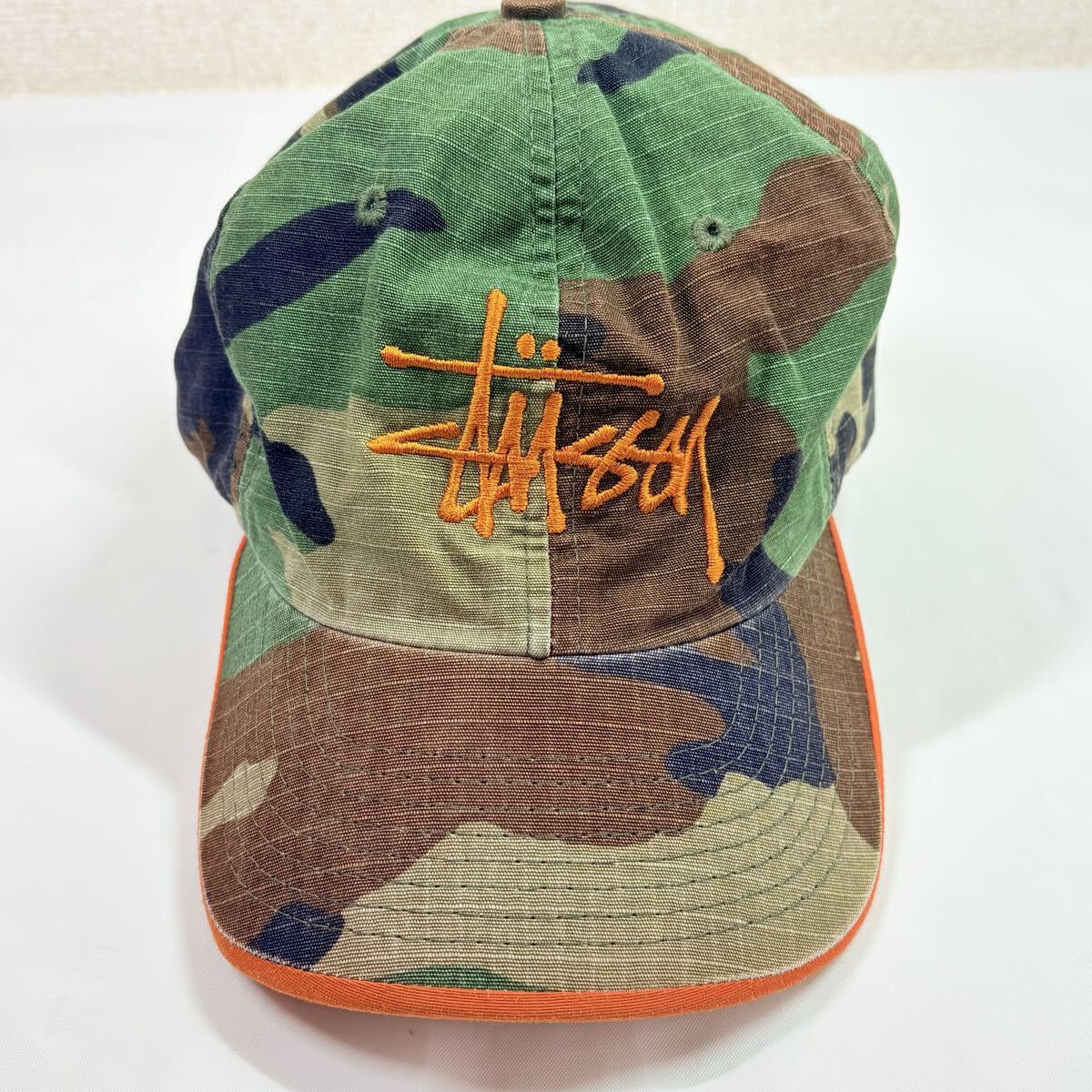 90s old stussy オールドステューシー　キャップ　帽子　紺タグ　迷彩柄 カモフラ　希少　メンズ　レディース　古着