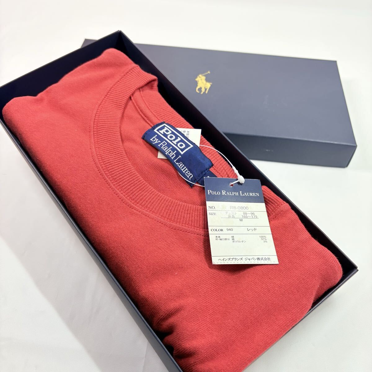 美品未使用タグ付き　90s POLO RALPH LAUREN ポロラルフローレン　半袖Tシャツ　メンズM ビッグポニー　オールレッド