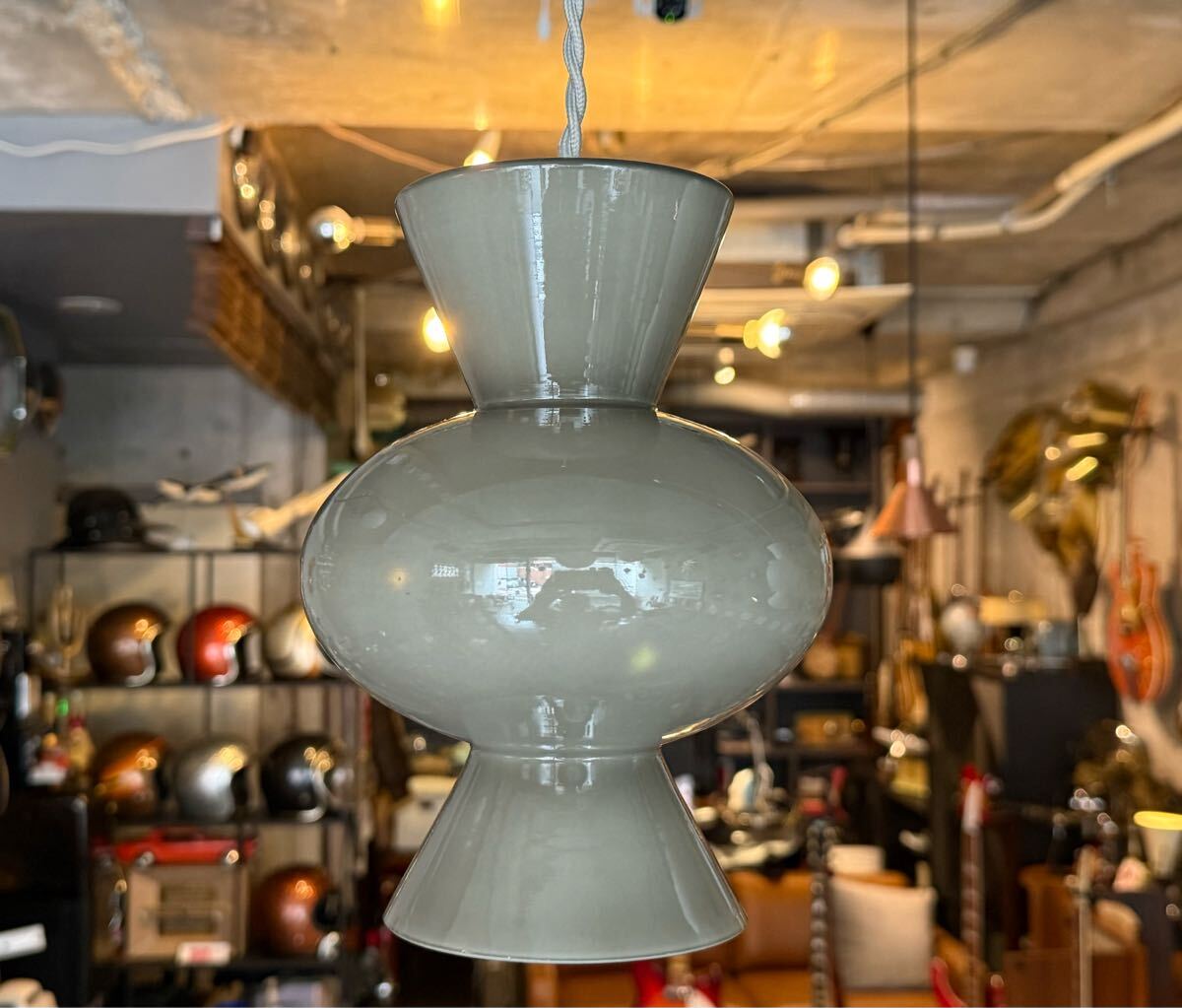 milk glass lamp/gray(ミルクガラスランプ,ミッドセンチュリー,アンティーク,ビンテージ,1930,1940,レトロ,pipo,ピポペンダントランプ