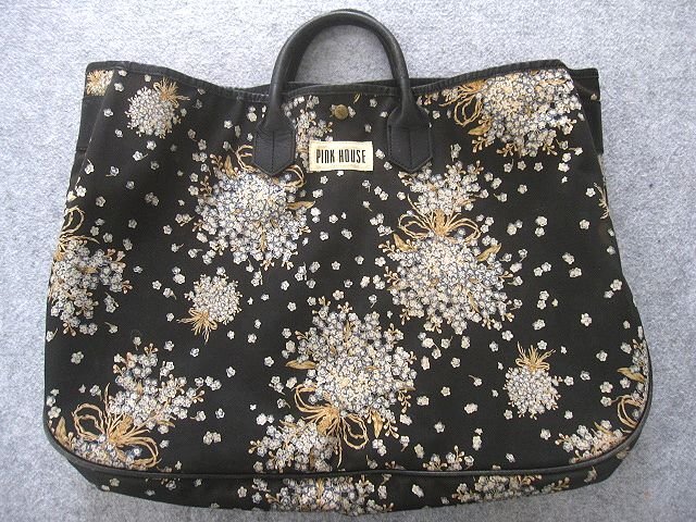 PINKHOUSEピンクハウス 花柄トートバッグ 綿×レザー