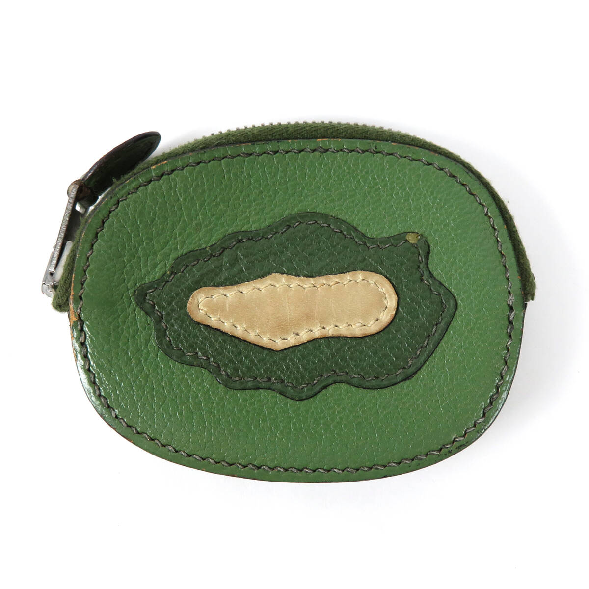 HERMES エルメス トゥッティフルッティ キウイ コインケース レザー □E刻印 シルバー金具 グリーン系 フルーツ キウィ