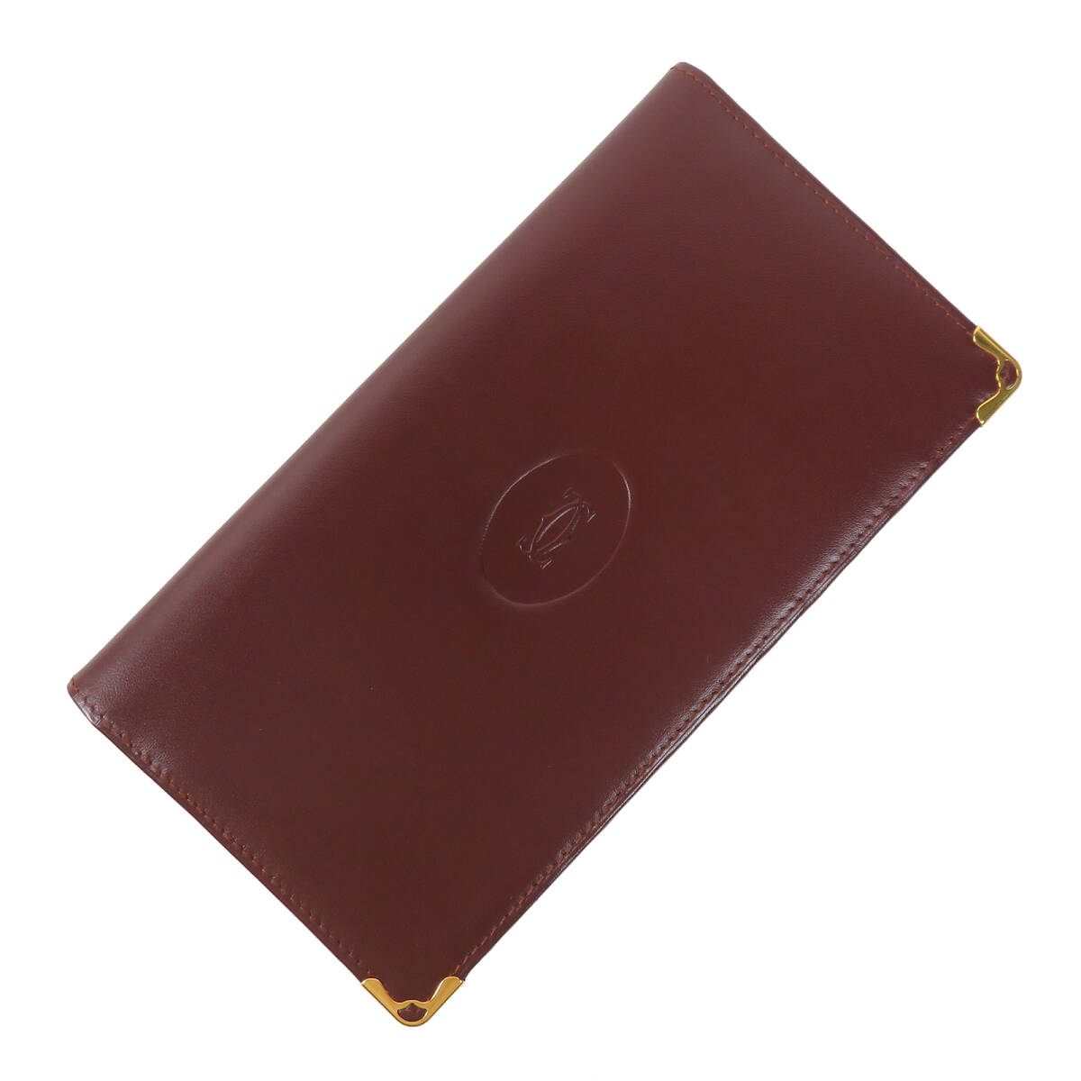 未使用保管品 Cartier カルティエ マスト 二つ折り長札入れ ボルドー カーフレザー お札入れ お財布 L3000078