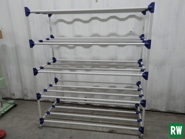 【引取限定/徳島県】5段 イレクターパイプ 棚 キャスター付き 1440×640×1640mm ラック 収納 整理 店舗 オフィス 事務所 [4-K46]