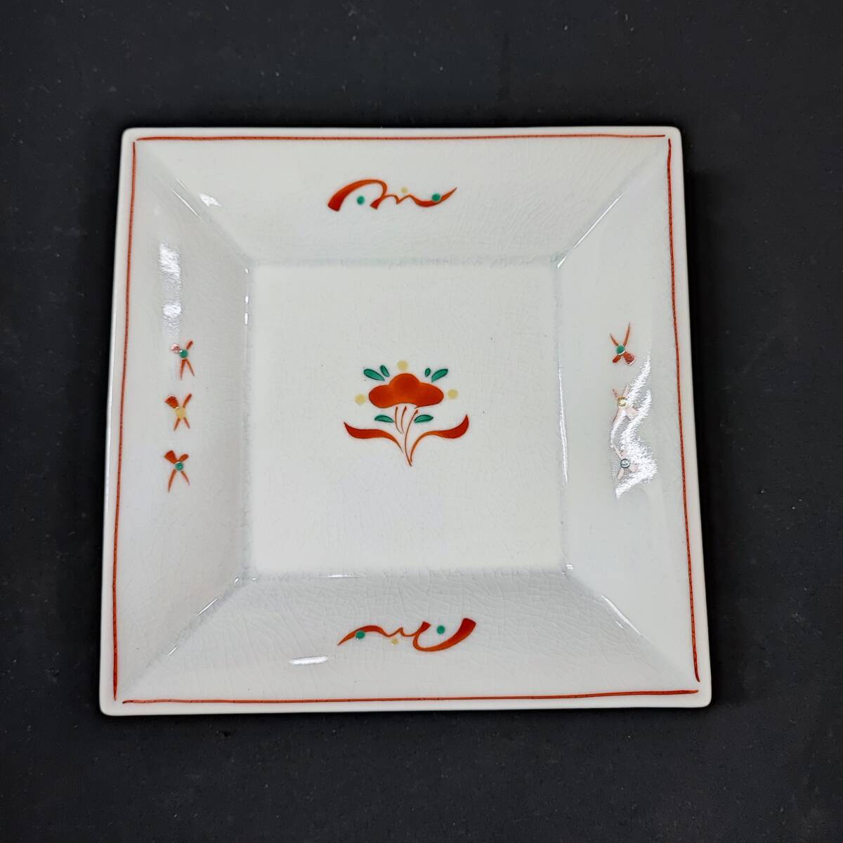 ◎未使用/保管品◎橘吉 たち吉 遊楽 角皿 貫入(磁器) 即発送