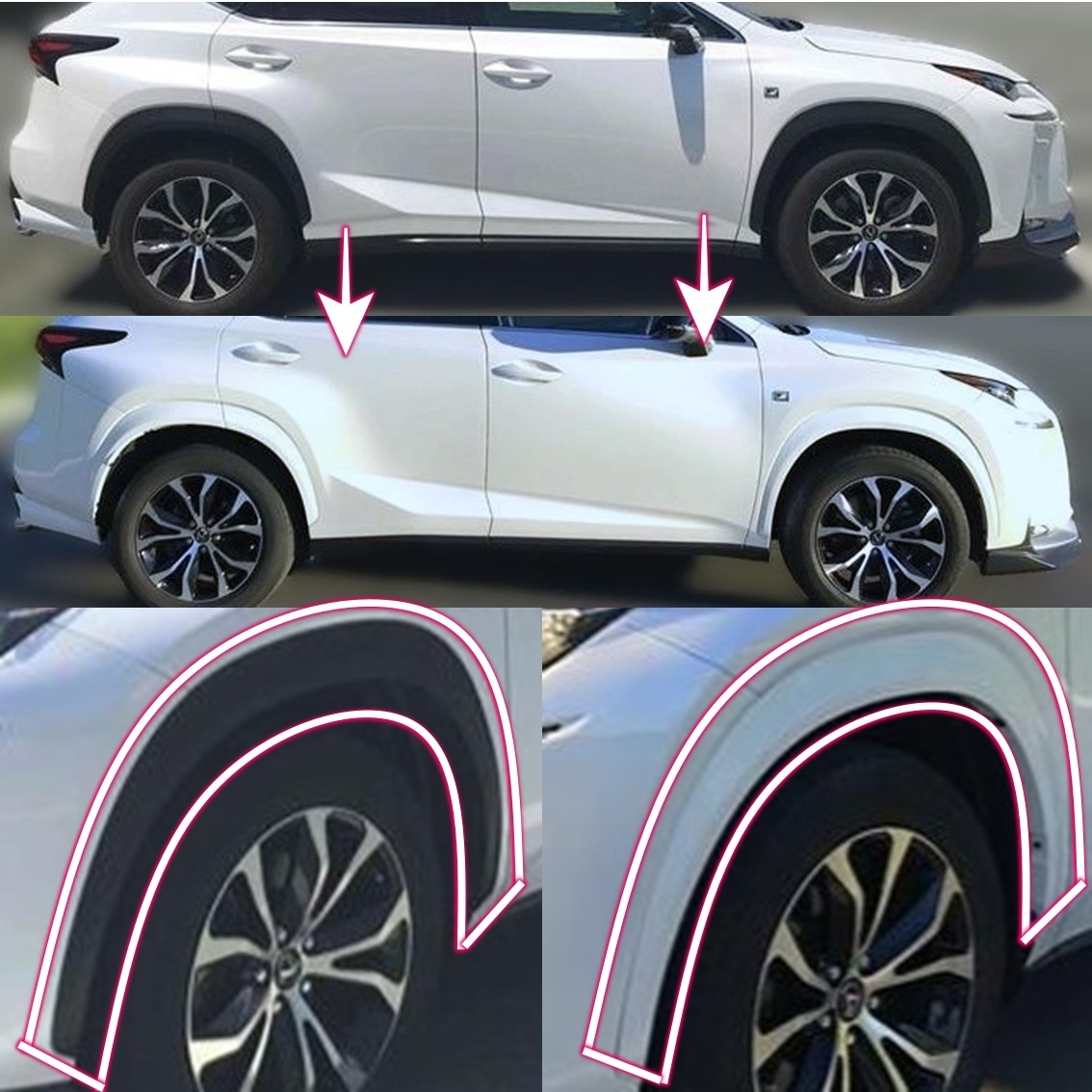 新品 レクサス NX 10 カラード フェンダー アーチ モール 1台分(6点) LEXUS AGZ10,15/AYZ10,AYZ15 ディーラーOP 白 黒 その他 各色あり