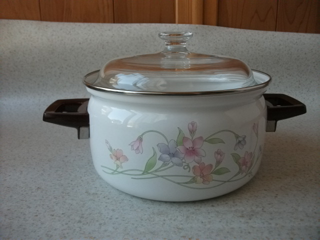 即決　ＦＵＪＩ　ホーロー 琺瑯 両手なべ ２０ｃｍ 　３，５L 　ＩＨ、ガス　OK　鍋 　ガラス蓋　 昭和レトロ ビンテージ