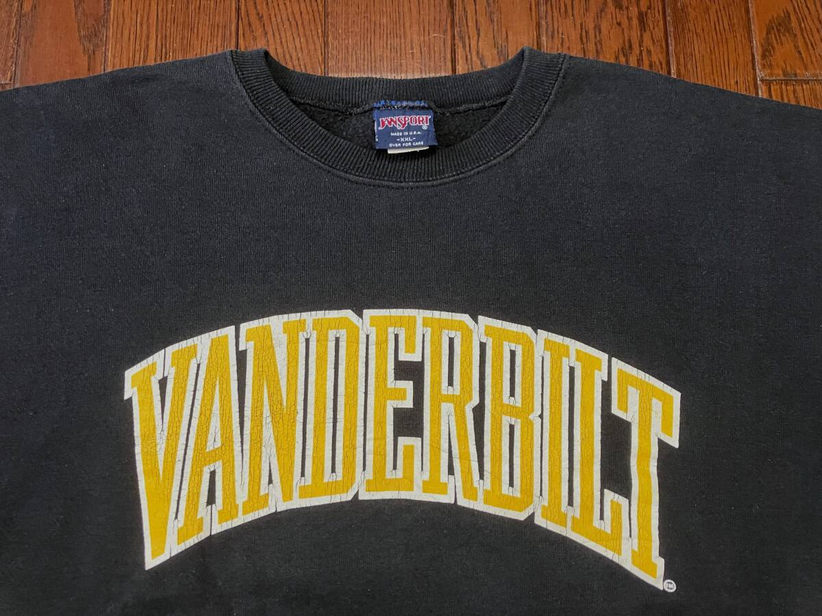 USA製 90s JANSPORT ジャンスポーツ ヴィンテージ スウェット XXL 黒 ブラック ビッグサイズ 大きい VANDERBILT ヴァンダービルト カレッジ