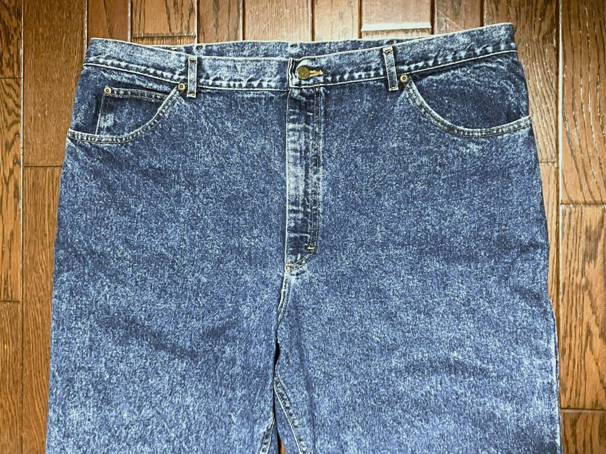 USA製 リー Ｌｅｅ 210 ビッグサイズ ケミカルウォッシュ ブルー ジーンズ ４４ 大きい デニム パンツ ジッパーフライ ジーパン アメリカ製