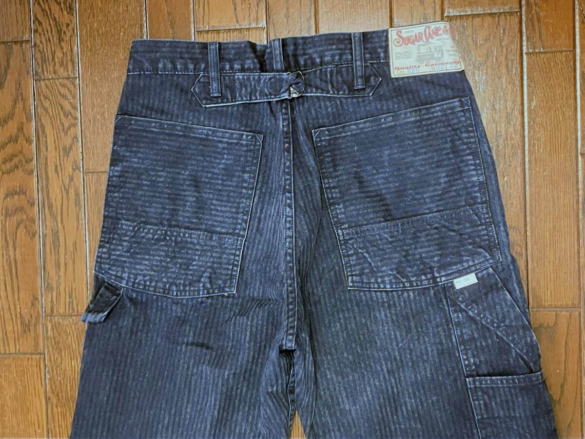 シュガーケーン SUGAR CANE フックレス ジッパー ヒッコリーストライプ バックルバック ビンテージ スタイル ペインターパンツ ３２ ワーク