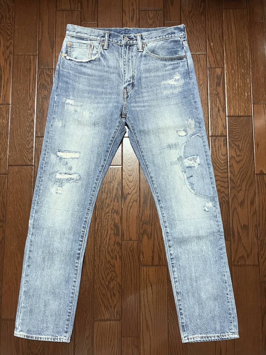リーバイス Ｌｅｖｉ’ｓ ５２２ ひげ落ち ダメージ リペア ジーンズ ｗ３２ 縦落ち デニム パンツ ジッパーフライ ジーパン