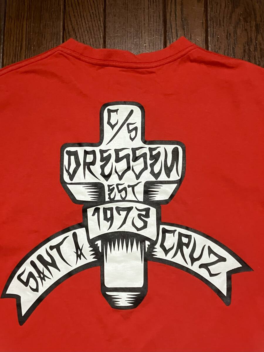 サンタクルーズ SANTA CRUZ ドレッセン DRESSEN 長袖 Tシャツ L 赤 レッド ロンT スケート スケボー スケーター 十字架 クロス 袖プリ