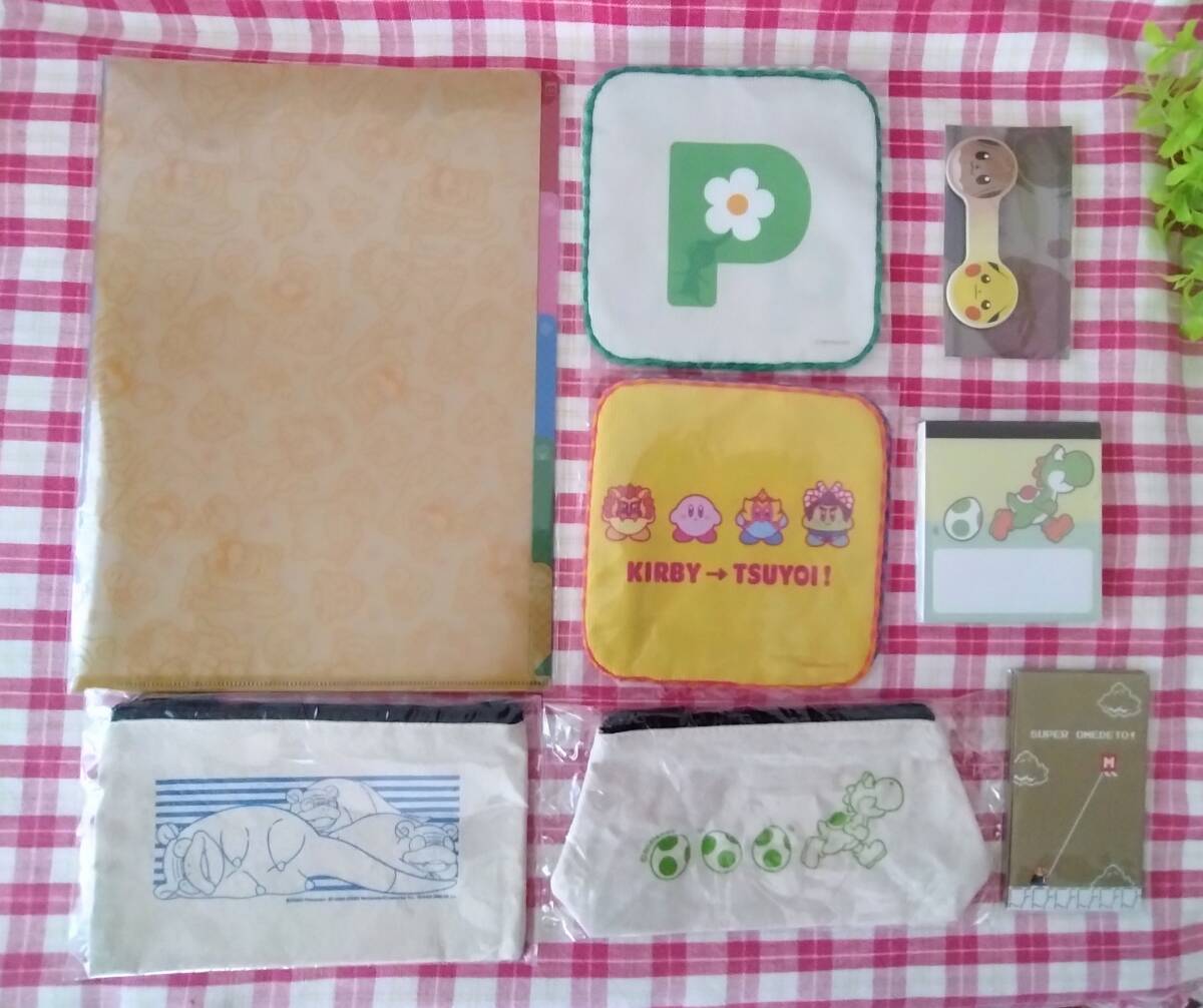 ★マイニンテンドーショップ ピカチュウ/イーブイ/カービィ/ピクミン/ヨッシー/ヤドン/スーパーマリオ ミニタオル ポチ袋 ポーチ ファイル