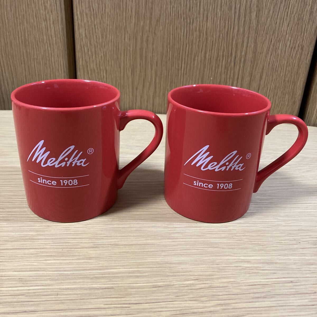 ▼ メリタ≪マグカップ 2個≫陶器製 Melitta 赤