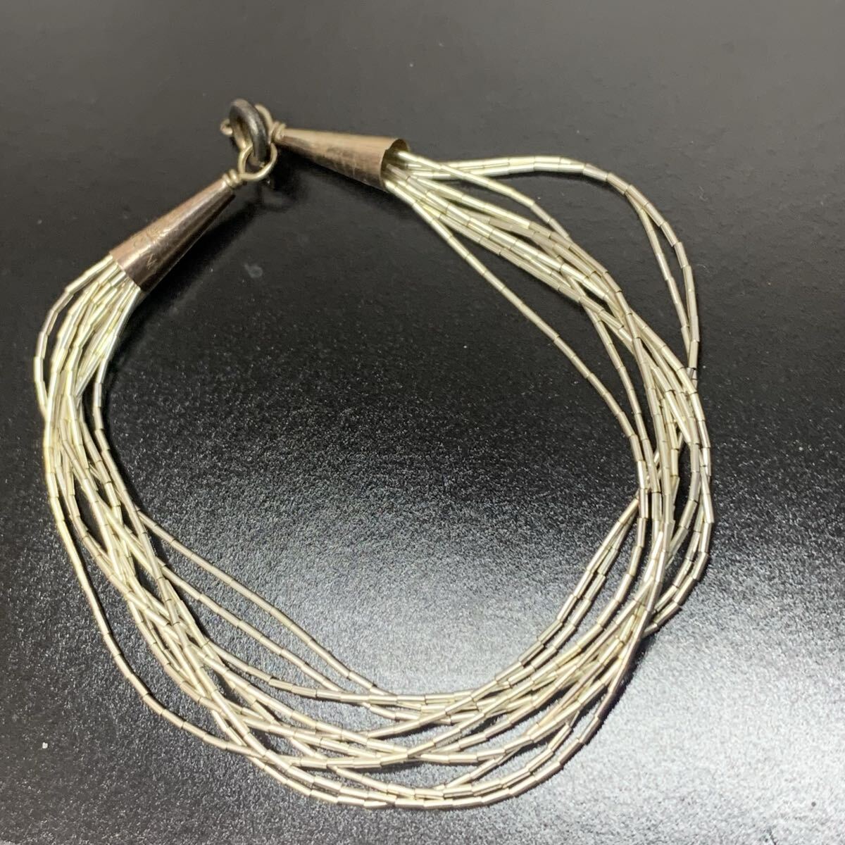 ナバホ族 リキッドシルバー ブレスレット　バングル　10連 NAVAJO ヴィンテージ　インディアン Sterling 刻印　925 アクセサリー　銀