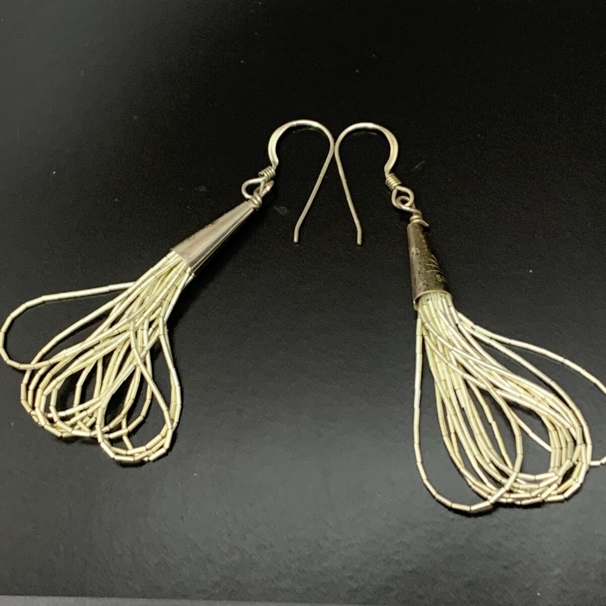 ナバホ族 リキッドシルバー ピアス　10連 NAVAJO ヴィンテージ　インディアン Sterling 刻印　925 アクセサリー　イヤリング