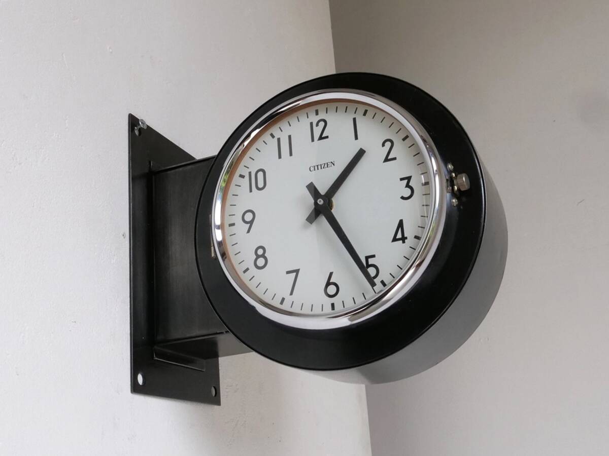 レア！ シチズン 両面時計 ブラックポリッシュ 壁掛け時計 shop アトリエ -376
