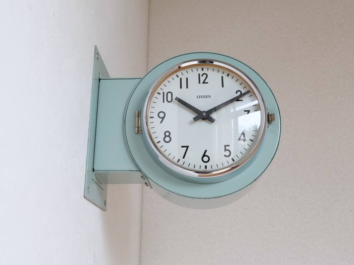 両面時計 シチズン 掛時計 クオーツ交換済み CITIZEN インダストリアル 公共施設 駅舎 船舶 -372