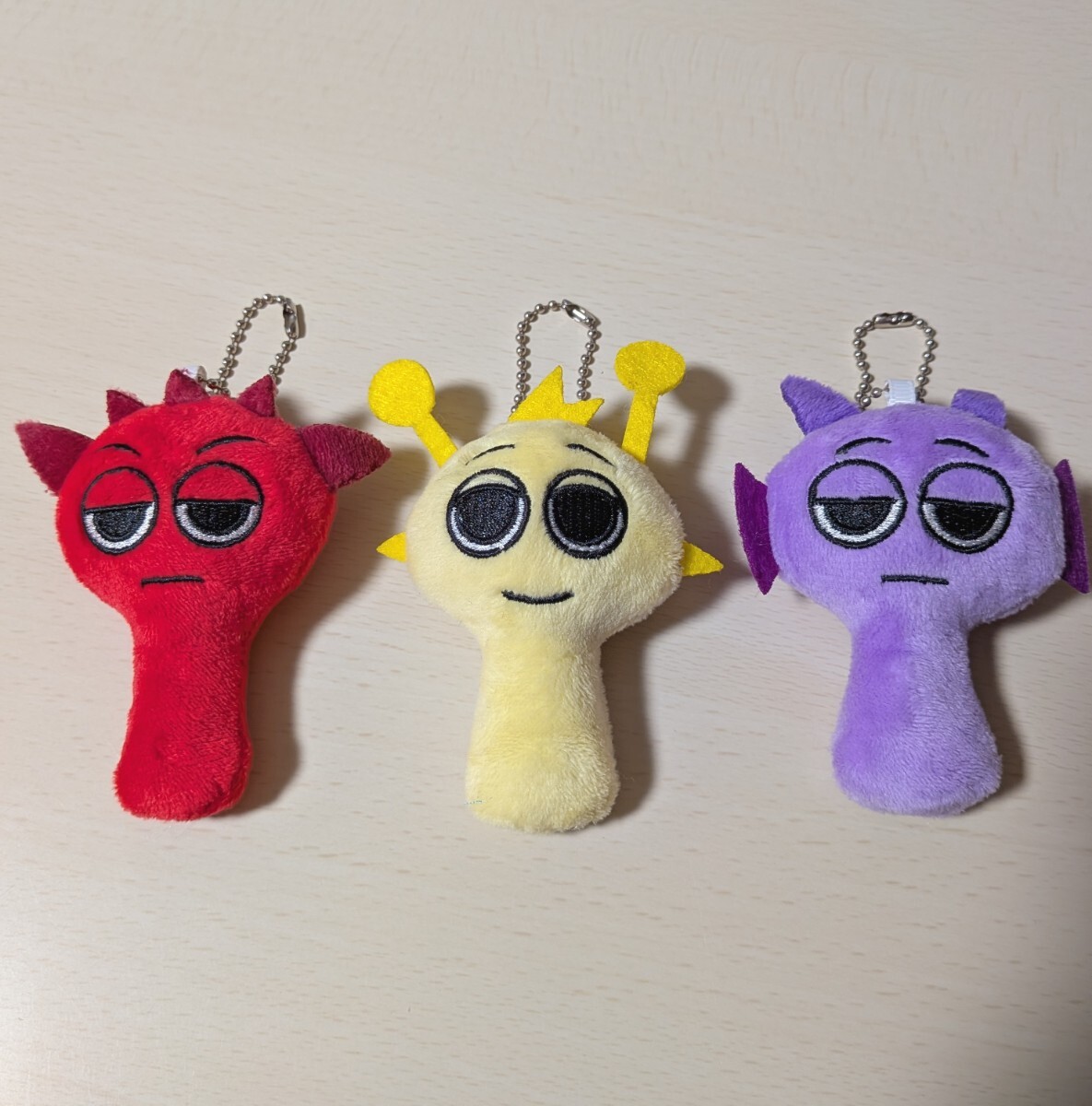 スプランキー SPRUNKI ボールチェーンマスコット キーホルダー 3点セット 未使用 プライズ品 イエロー パープル レッド