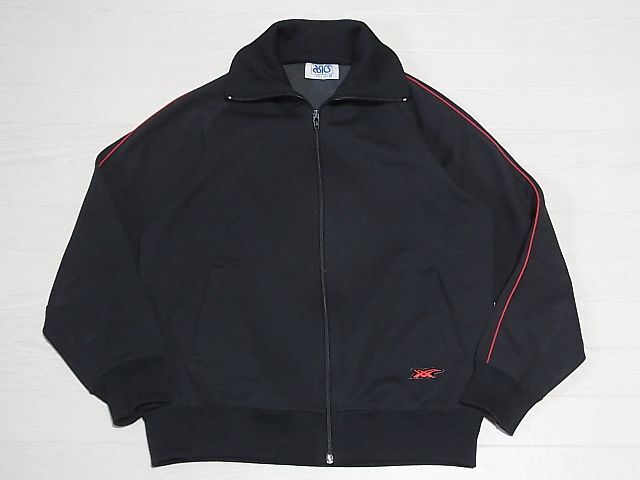 アシックス ゴールドタイガー　トラックジャケット　ジャージ　SIZE:M　色：黒×赤　OLD