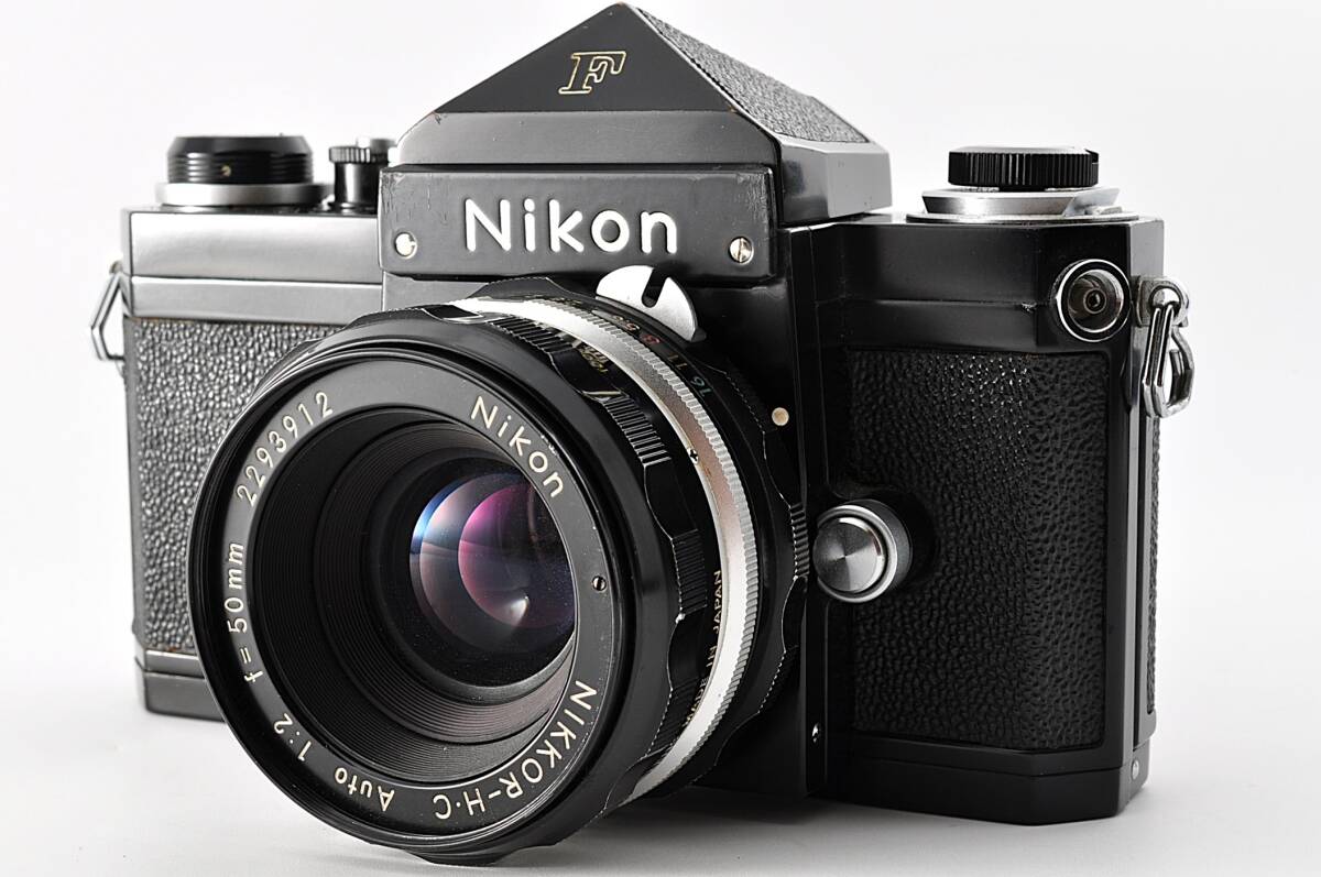 【美品 保障付 動作確認済】 Nikon ニコン F Black Eyelevel SLR Film Camera 一眼レフ フィルムカメラ + H.C 50mm F2 Non Ai Lens #V868