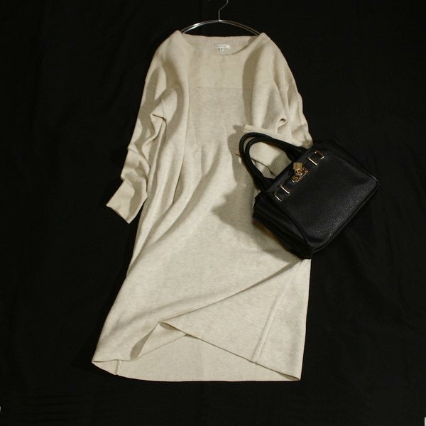 美品 FREDY emue フレディエミュ 大人可愛い ウール混紡 ゆったり ニット ワンピース 38号 M 秋 冬 25D11