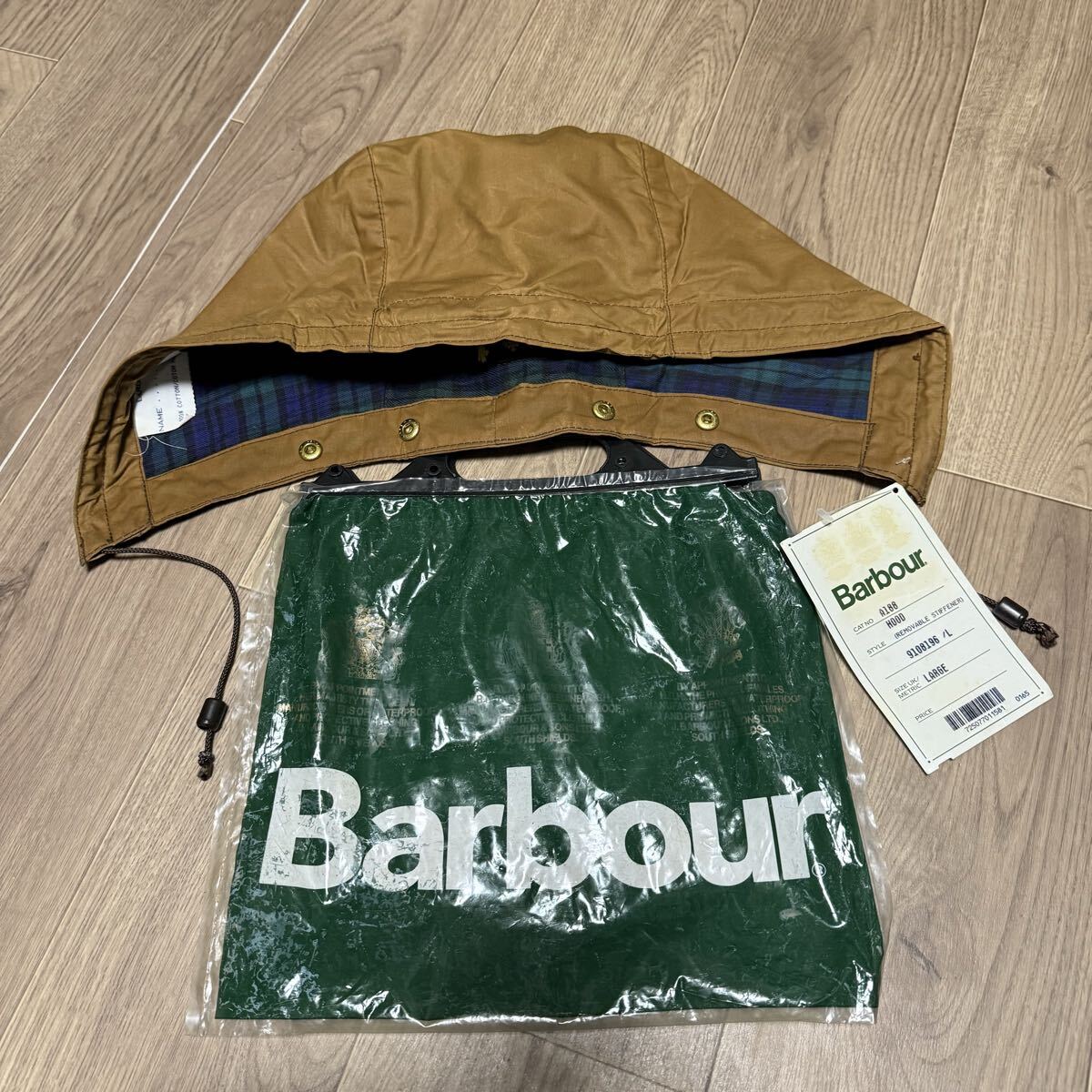 【デッドストック】Barbour A188 HOOD バブアー フード バーク サンドストーン ラージ Lサイズ ブラックウォッチ
