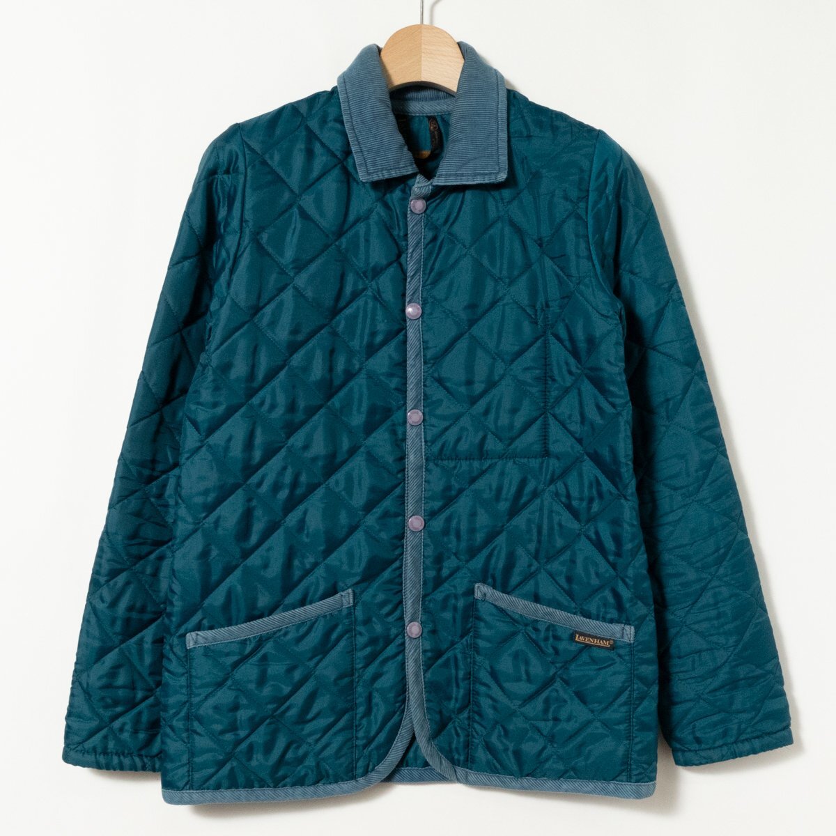 LAVENHAM ラベンハム レディース キルティングジャケット ブルー 青 くすみカラー サイズ34 アウター 襟付き 中綿 防寒 冬 イギリス製