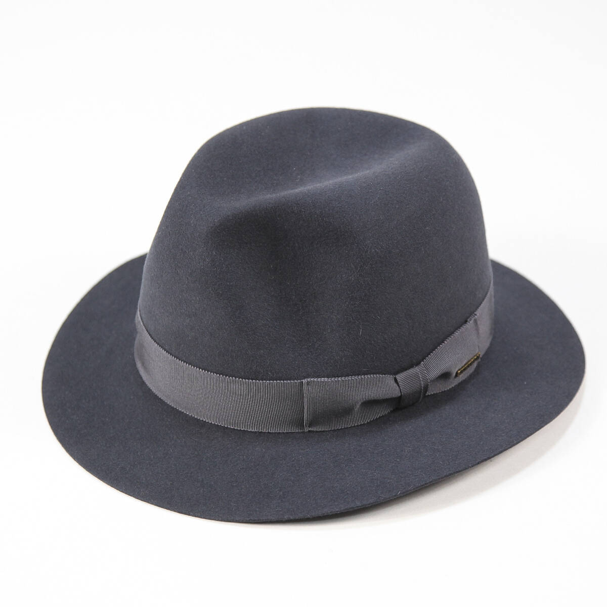 新品 STETSON ステットソン RABBIT FUR FEDORA ラビットファー フェドラ SE034 59cm チャコールグレー ウール フェルト ハットロゴ SSM6188