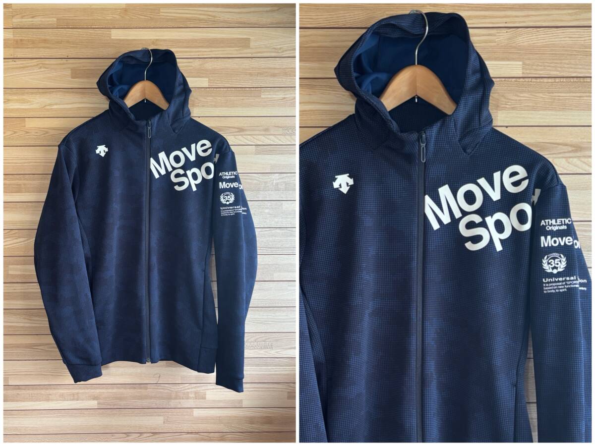 #セール★サイズ L★DESCENTE デサント MOVE SPORT ムーブスポーツ スウェット パーカー フード ジップ ストレッチ UVカット ネイビー 紺