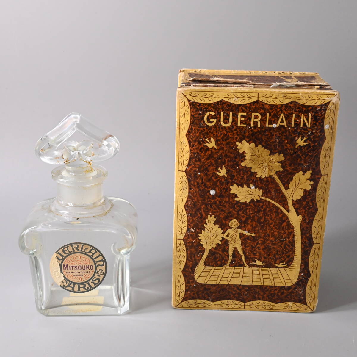 〇0616_04 希少 ゲラン GUERLAIN ミツコ MITSOUKO バカラ製香水瓶（刻印省略） 1950-60年代 イタリア正規輸入品 アンティーク ビンテージ