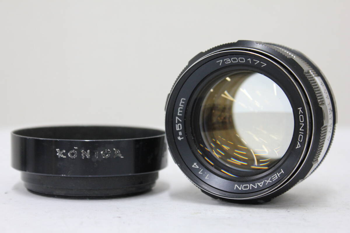 【返品保証】 コニカ KONICA HEXANON 57mm F1.4 フード付き レンズ e4262