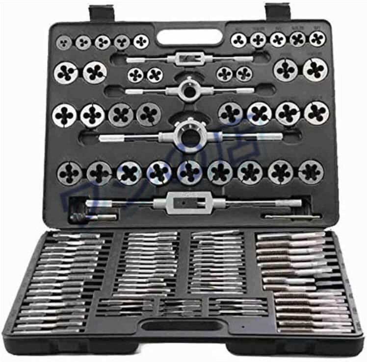 110点セット タップとダイセットプロタングステン鋼タップとダイスレッド切削工具精密メトリックボルトエンジニアリングタップとダイキット